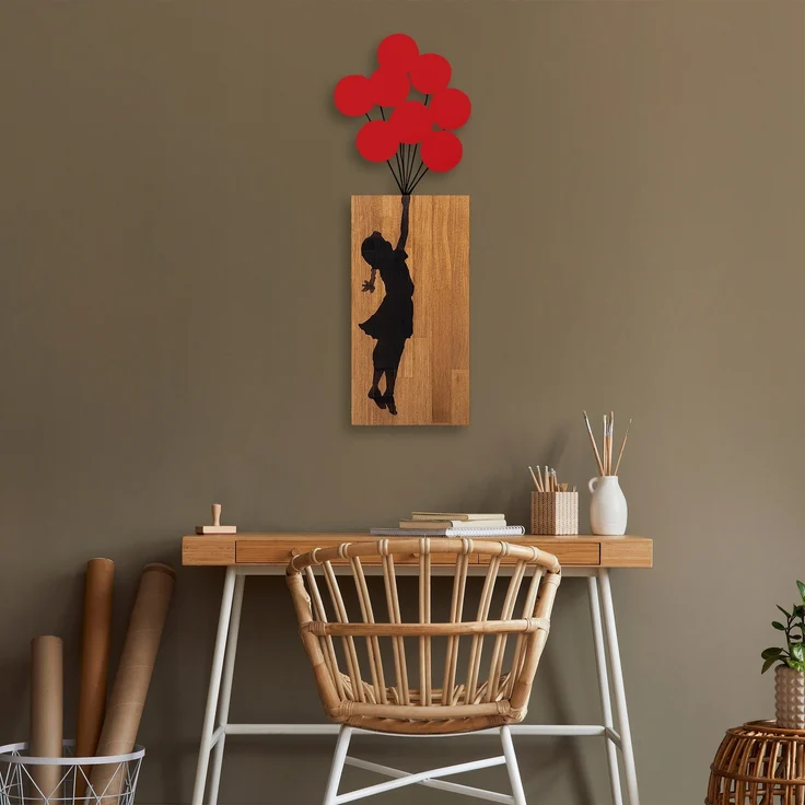 dekoratives Wandaccessoire aus Holz, 'Ma-368', 70 x 3 x 62, Nussbaum, Schwarz – Bild 4