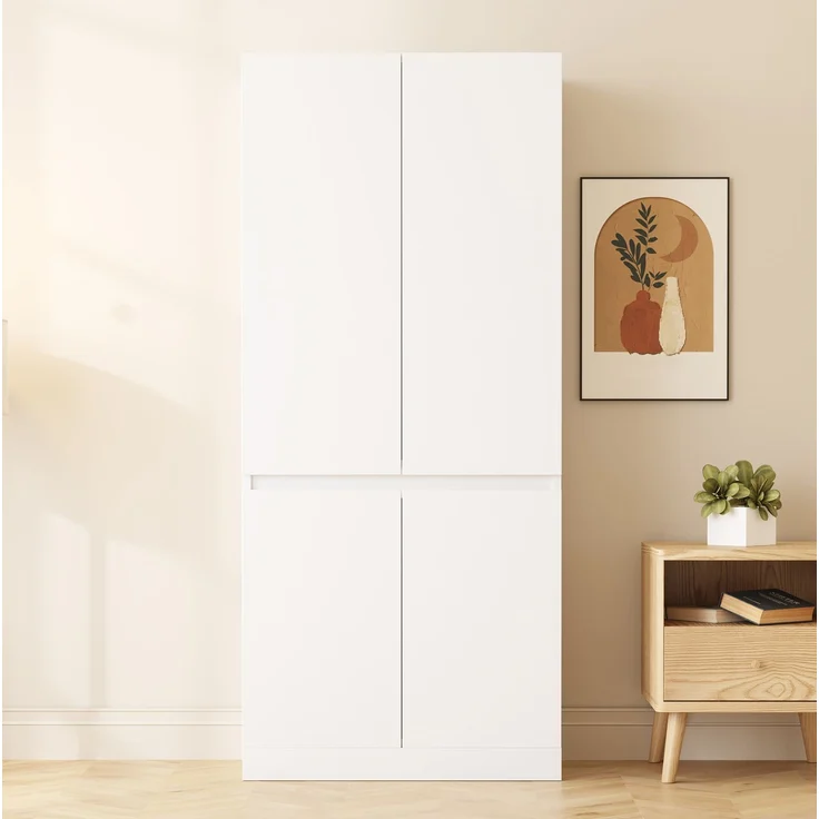 CHICFURN Kleiderschrank 70x170x40 cm aus Holz mit Doppeltüren – Weiß – Bild 2