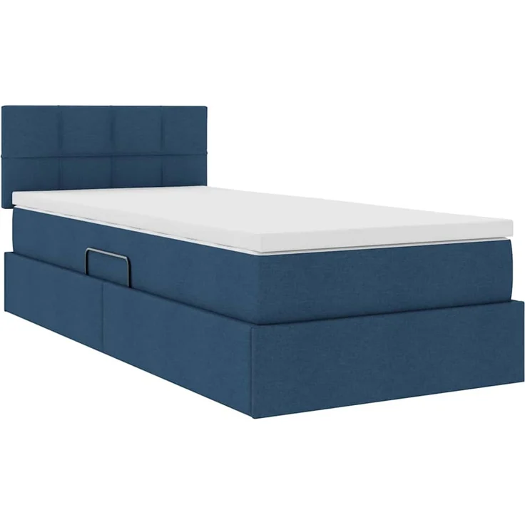 vidaXL LED-Speicherbett mit Matratze Blau 100 x 200 cm Stoff 3371129 – Bild 6