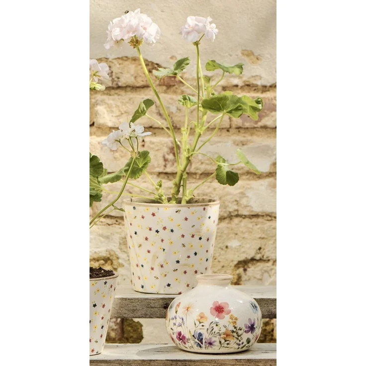 Ib Laursen - Blumentopf Übertopf Blumenübertopf Keramik Blumenmuster 13156-00 – Bild 2