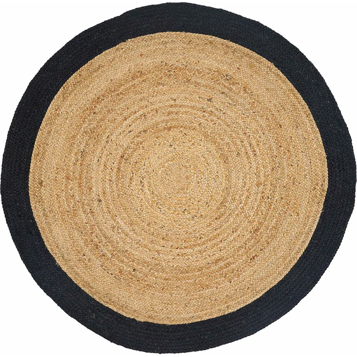 Jute Teppich Tamani Schwarz Natur 120 cm – Bild 2