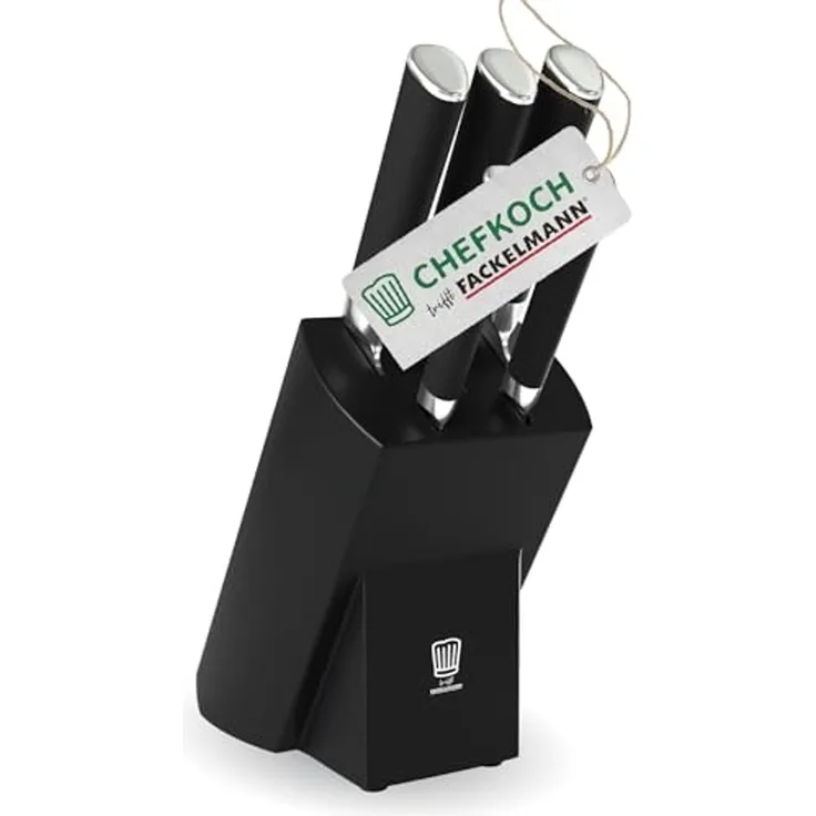 Chefkoch trifft Fackelmann Messerblock Kochmesser-Set, Küchenmesser, Brotmesser, Universalmesser