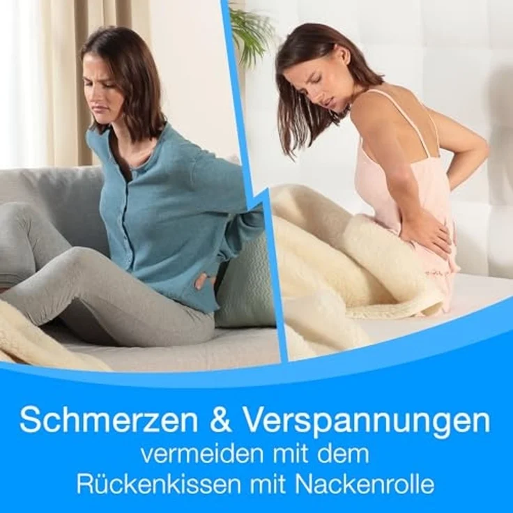 aktivshop Rückenkissen mit Nackenrolle für Bett & Sofa, 55x50x30cm, waschbarer Bezug – Bild 4
