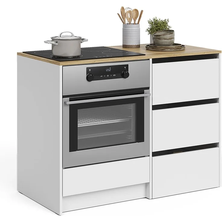 Herdumbauschrank Viktor Weiß/Artisan-Eiche 116.8 cm mit 4 praktischen Schubladen Vicco – Bild 5