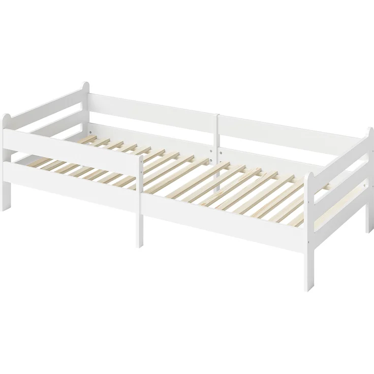 Bellabino 'Kuru' Kinderbett 90x200 cm mit Matratze, weiß, Jugendbett mit Rausfallschutz und Lattenrost – Bild 2