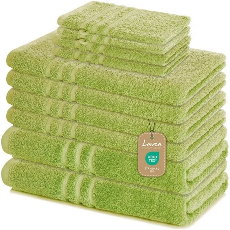Lavea Handtuch Set Elena, Duschtücher, Handtücher, Gästetücher, Waschhandschuhe, 100% Baumwolle (Set, 10-St), Frottierserie, weich & saugstark, pflegeleicht, 500 g/m² Frottier – Bild 4
