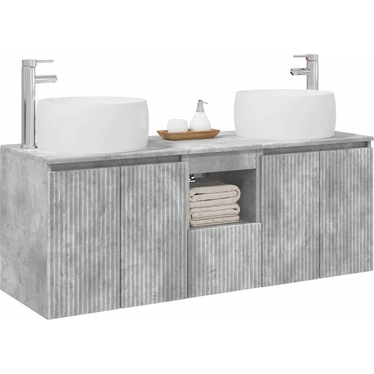 vidaXL Badezimmerschrank-Set 3 stk. Betongrau 129 x 44,5 x 80 cm 3405720 – Bild 3