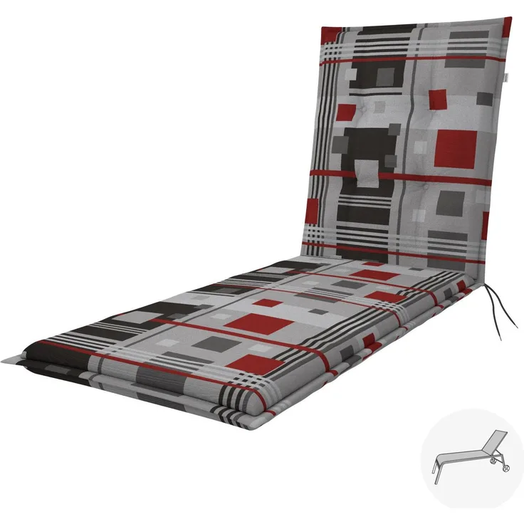 Doppler Sitzauflage "Living" Sun, quadrat rot, für Rollliege (195 x 60 x 6 cm)