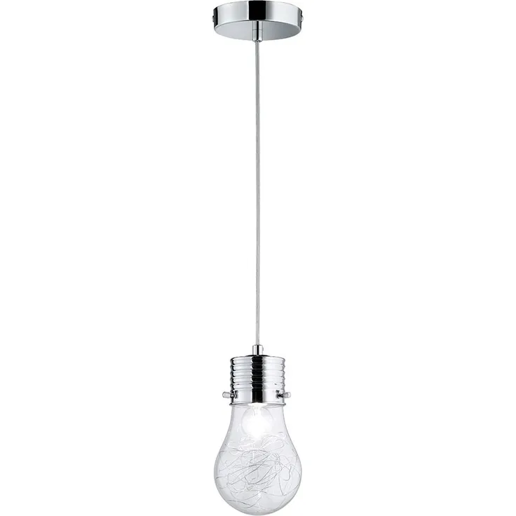 Hängelampe, Edison-Design, Drahtgeflecht, Glas, D 12 cm