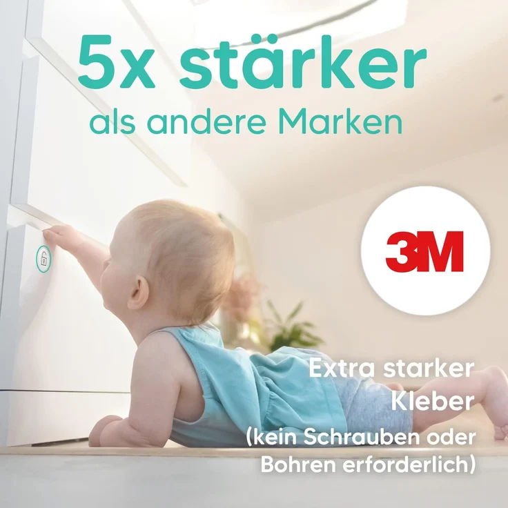 AYCORN Magnetisches Schrankschloss für Kinder und Babys - unsichtbare Kindersicherung für Schrank & Schublade - 10 Schlösser + 2 Schlüssel ohne Schrauben und Bohren - Einfache Montage BONUS Video – Bild 4