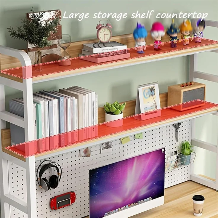 GarveeLife Schreibtischregal, 3-stufiger Schreibtisch-Organizer, Holz- und Metallmaterial, verstellbares Aufbewahrungsregal, geeignet für Wohnheim und Arbeitszimmer (95 cm) – Bild 3
