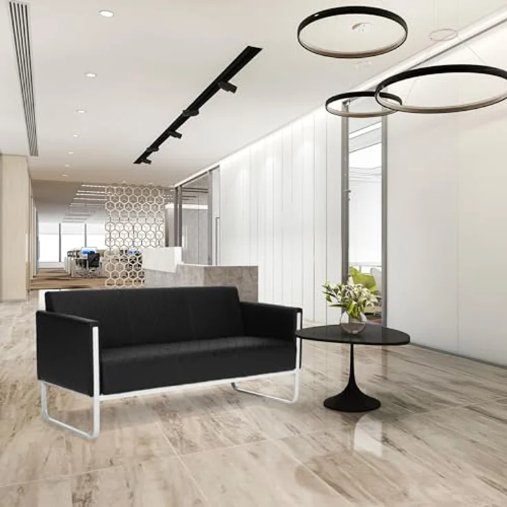 MID.YOU 3-Sitzer-Sofa, Schwarz und Hellgrau, Textil mit Lederlook, 159x78x71 cm, rückenecht, bis 350 kg belastbar – Bild 2