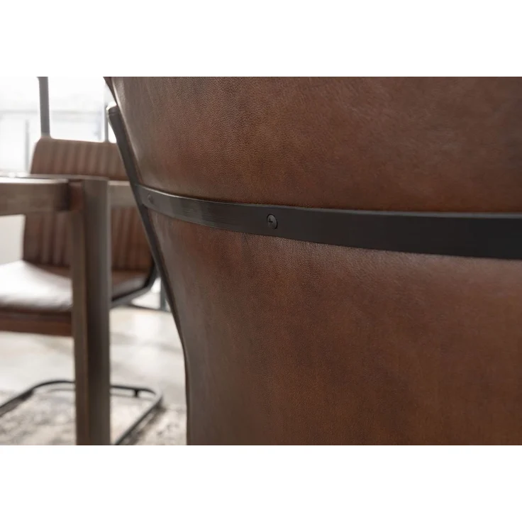 Freischwinger Echtleder 52x61x92 braun IRON LABEL #03 – Bild 6