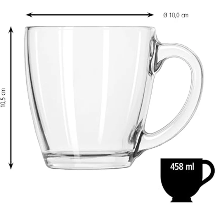 LIBBEY Gläser-Set Tasse -TAPERED-, 458 ml, Ø 10 cm, H: 10,5 cm, 6er Set, 6-tlg, Glas, hochwertig verarbeitet, im modernen Design – Bild 3