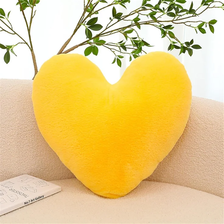 Herzkissen, Herz Kissen Kinderzimmer Decor, Kuschelkissen Kinder Herzform Dekokissen Kopfkissen Kissen Zierkissen für Mädchen & Jungen Zuhause Schlafzimmer Deko (Gelbes Herz,40cm) – Bild 1