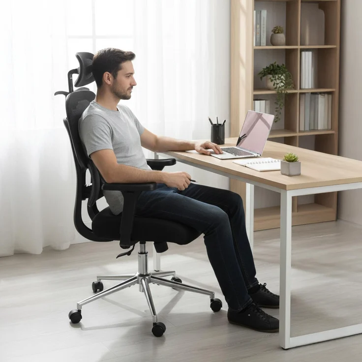 CLP Bürostuhl Lothenda ergonomisch 3D-Armlehnen Lordosenstütze höhenverstellbar,schwarz – Bild 3