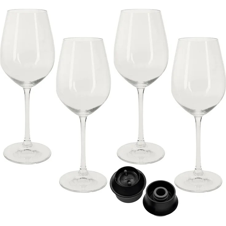 Spiegelau Weißweingläser Salute. 4er Set mit Weinverschluss