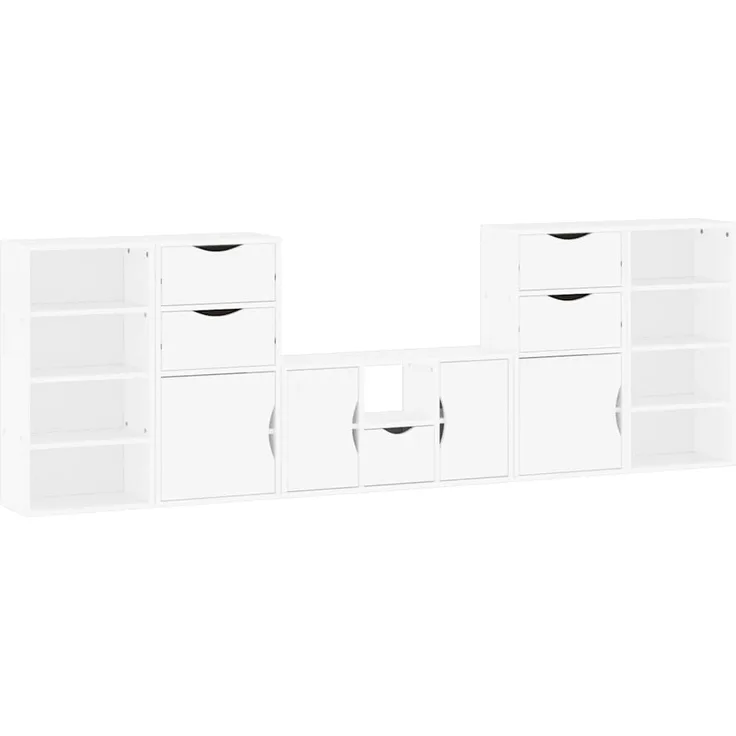 vidaXL 5-tlg. Wohnwand mit Stauraum ODDA Weiß Massivholz Kiefer 3365377