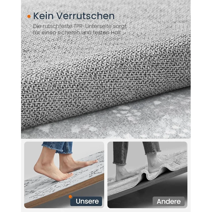 SONGMICS HOME Boho Teppich, 160x230 cm, Schlafzimmer Teppich, Wohnzimmerteppich, rutschfesterteppich, waschbarerteppich, flauschig, Dekoration, für Wohnzimmer, Taubengrau TAR029G02 – Bild 5