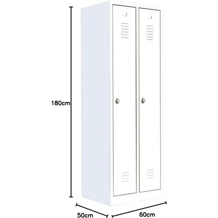 Steelboxx Spind Garderobenschrank Stahlschrank Metallschrank Kleiderspind 180 x 60 x 50 cm Weiß 2 Abteile 510127