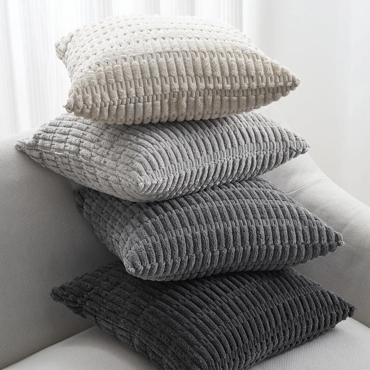 Topfinel Boho Kissenbezug 50x50 cm grau 4er Set Kordsamt Sofa Schlafzimmer – Bild 6