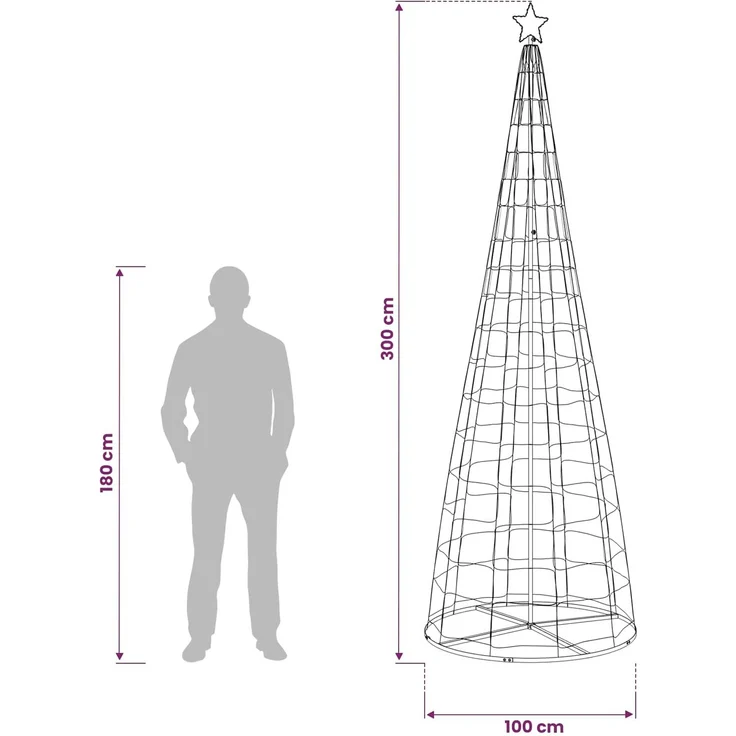 vidaXL LED-Weihnachtsbaum EKENAS 300 cm 390 LEDs RGB Stahl RGB 42050823 – Bild 6