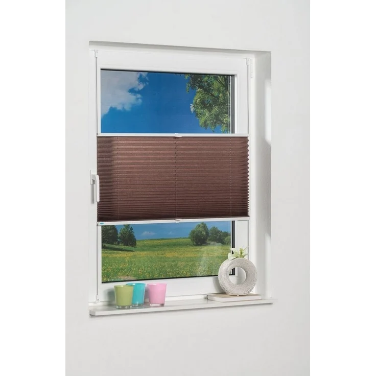 K-home Klemmfix-Plissee Palma 50x210 cm (B x L) Mokka Lichtschutz +++ Moderne Crushed Optik +++ – Bild 5