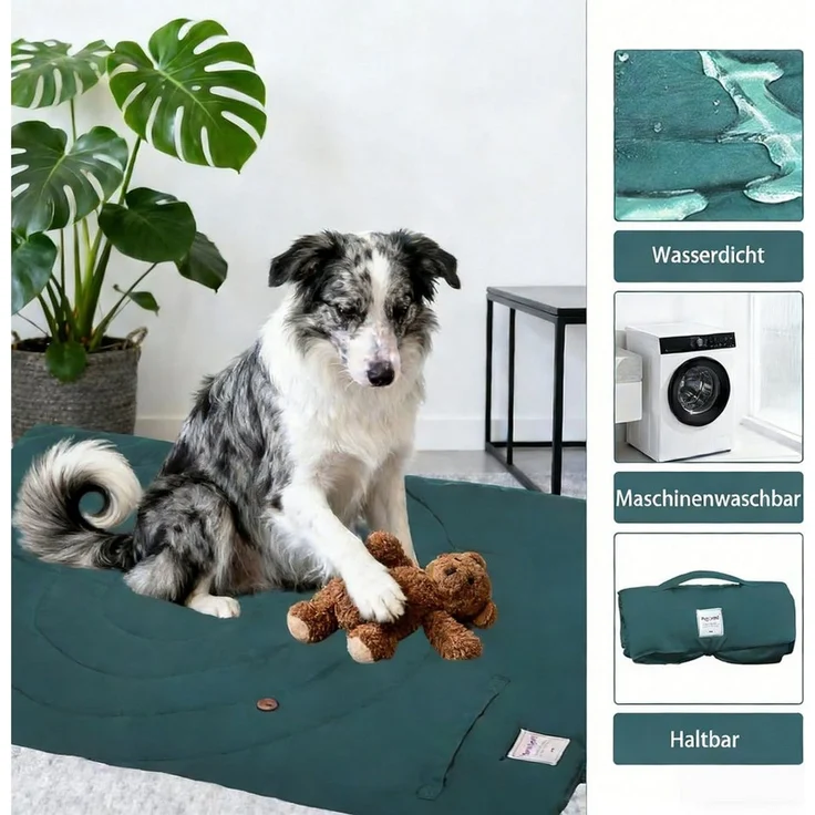 Toomoke Hundematte Hundedecke für unterwegs wasserdicht rutschfeste Hundematte 95×65 cm, 100% Polyesterfaser, extra weiches Material, wasserabweisend, Hundekissen für Reise Camping – Bild 2