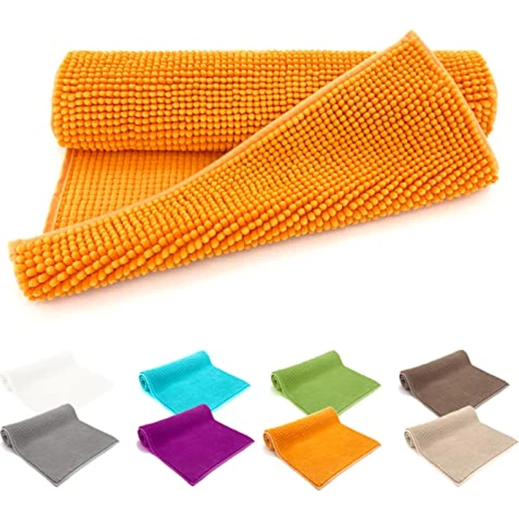 heimtexland Badematte Badvorleger Chenille Badteppich Duschvorleger, rutschhemmend beschichtet, Fußbodenheizung geeignet, fußbodenheizungsgeeignet, saugstark, schnell trocknend, strapazierfähig, rutschfest, Polyester, rechteckig, 45x50 cm, Hochflor, su... – Bild 1