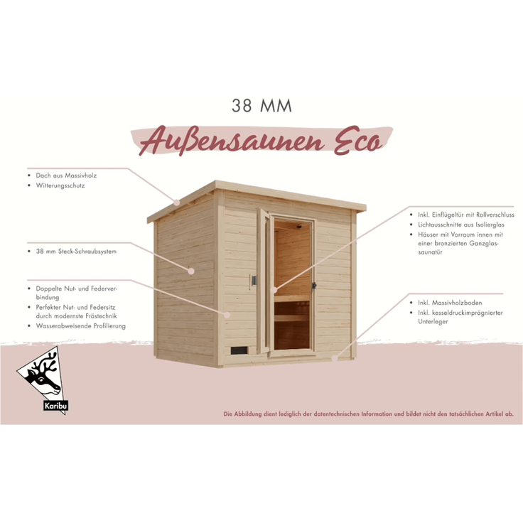 Karibu Sauna Hytti 2 naturbelassen ohne Ofen – Bild 5
