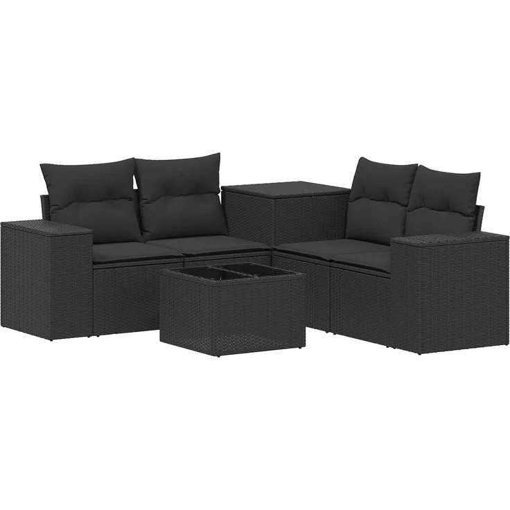 vidaXL Sofa Set 6 stk. Schwarz Polyrattan und Stahl 3447550 – Bild 2