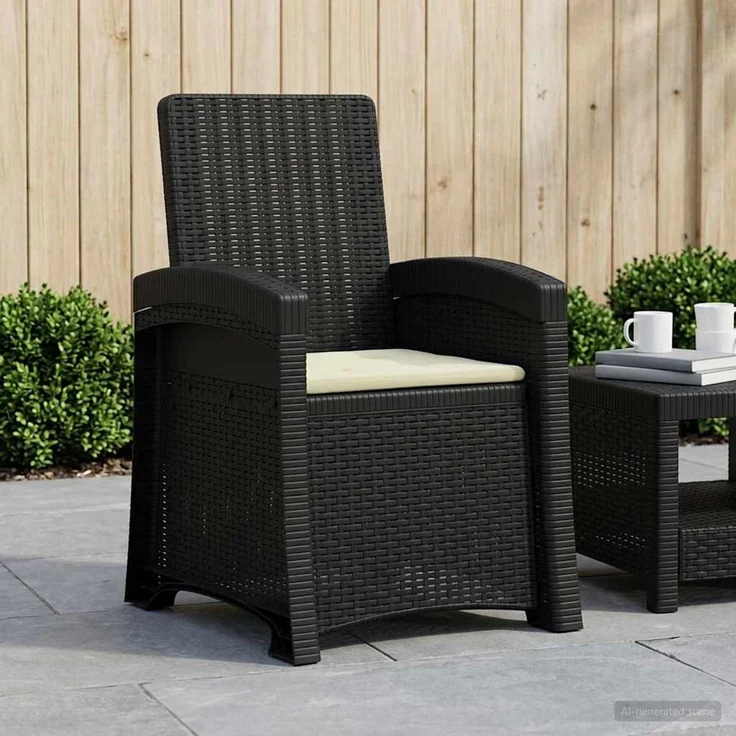 vidaXL Liegesessel Garten Rattan-Optik Anthrazit und Creme PP 8012000 – Bild 1