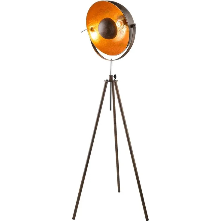 Stehlampe, beweglicher Spot, rostfarben gold, Höhe 179 cm