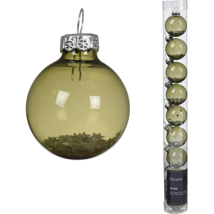 Kaemingk Weihnachtsbaumkugel, Weihnachtskugeln Glas 3cm mit Sternfüllung 9 Stk Rosmarin transparent – Bild 1