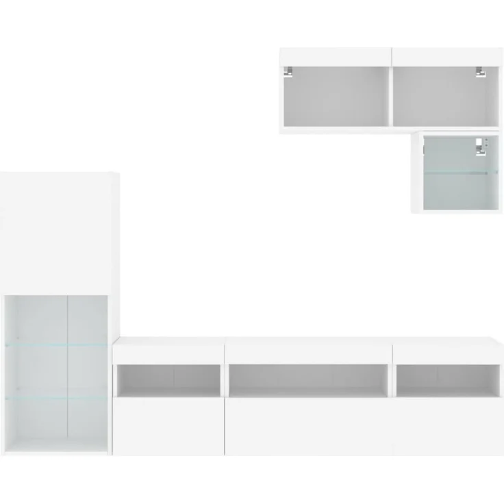 vidaXL 6-tlg. Wohnwand mit LED-Beleuchtung Weiß Holzwerkstoff 3216732 – Bild 12