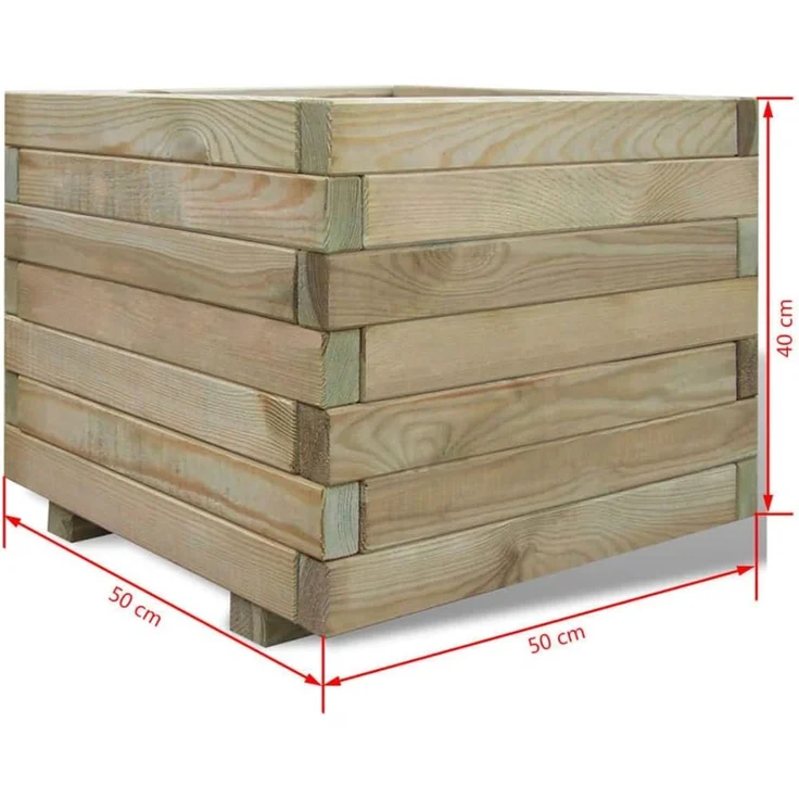 DELUKE® Hochbeet aus Kiefernholz MILA Grün, imprägniert 50x50x40cm Wetterfest Gartenbeet Holz Kräuterbeet Blumenbeet Beet hoch Frühbeet für Garten Gemüsebeet – Bild 2