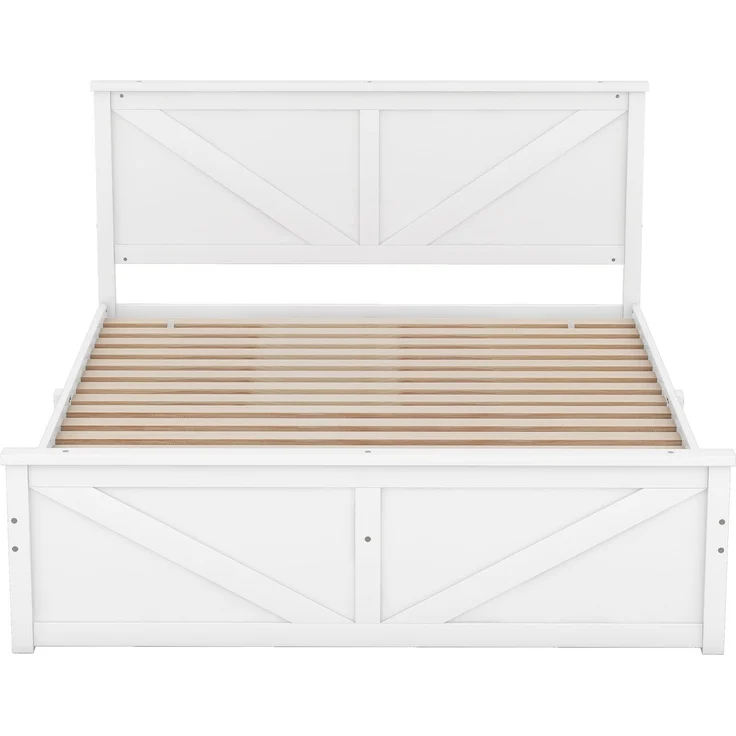 Massivholzbett, 160x200 cm, Doppelbett mit Lattenrost, Kopfteil und 4 Schubladen, Holzbett aus Kiefer – Bild 8