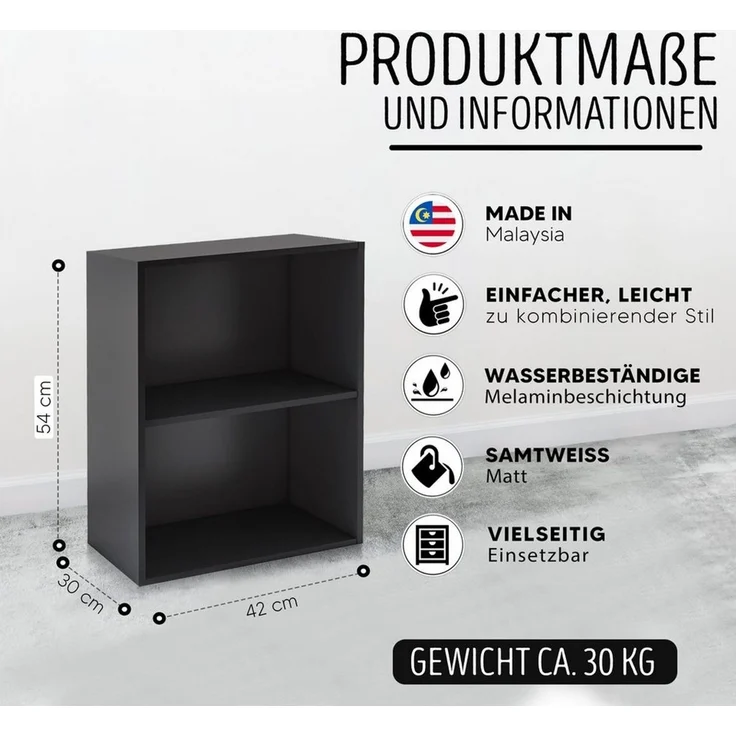 habeig Bücherregal Tube Bücherregal Standregal 2 Fächer Belastung Regalboden Standregal – Bild 3