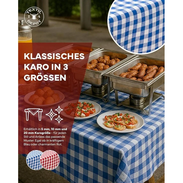 texpot Tischdecke kariert Landhausstil Bauernkaro 100% Baumwolle (1-tlg) – Bild 2