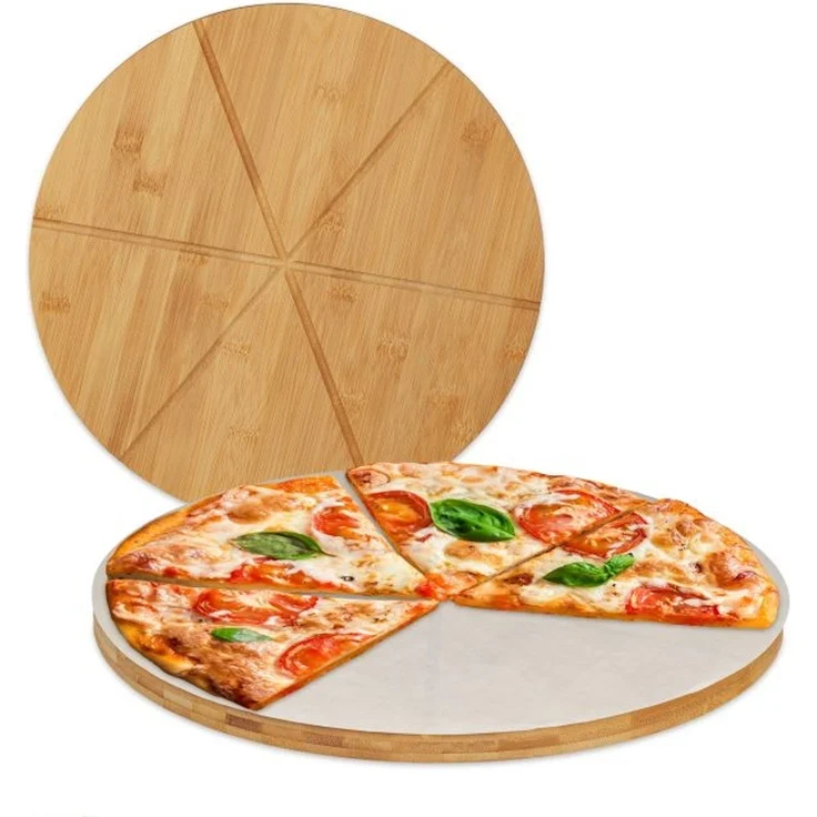 Pizzabrett Bambus 2er Set mit Backpapier – Bild 1