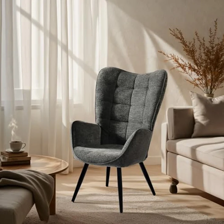 MEUBLE COSY Sessel Relaxsessel Lehnstühle Polstersessel Einzelsofa mit Metallbeinen Ohrensessel für Wohnzimmer Schlafzimmer Büro Vanity, Stoff – Bild 3