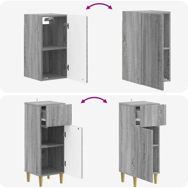 vidaXL 4-teiliges Badezimmer-Schrank-Set ARNHEM Sonoma-Grau 3417933 – Bild 8