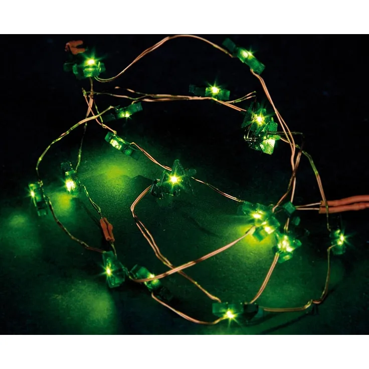 hellum LED Kupfer-Lichterkette, Tannenbaum, 20 grüne LEDs, 100 cm Lichtlänge, Kabelfarbe Kupfer, Indoor, batteriebetrieben (2AA), 570847