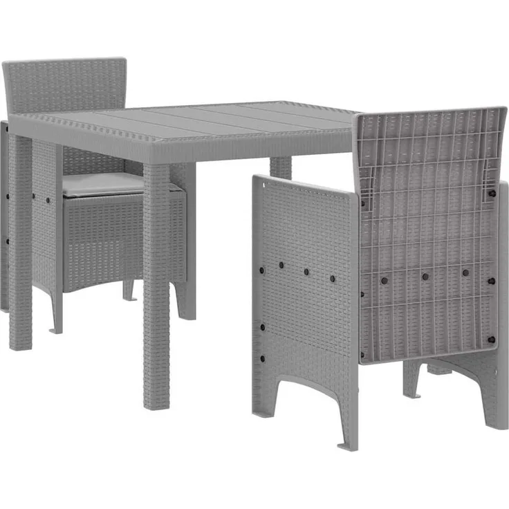 vidaXL Garten Essgruppe 3 pcs Hellgrau Polypropylen 3378689