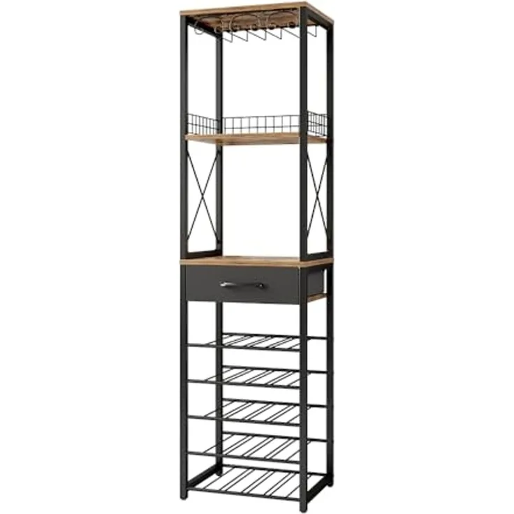 Weinregal Porto Eiche rustikal 40 x 147.5 cm mit Schublade Vicco