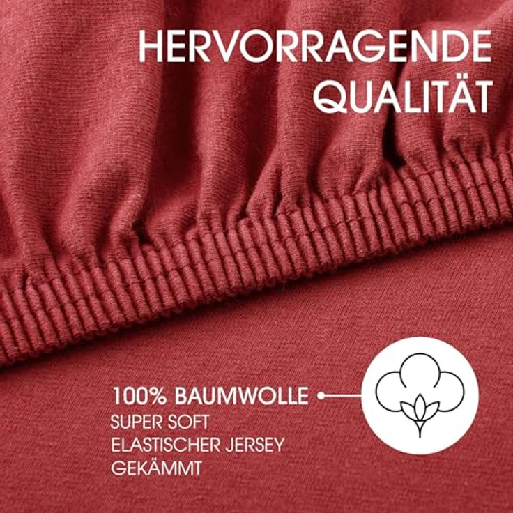 CelinaTex Jersey Spannbettlaken Lucina für Kids Doppelpack 60x120-70x140 cm Rubin rot 100% Baumwolle gekämmt superweich Spannbettbezug, Leintuch, Bettlaken, elastisch, Strech, Oeko-Tex – Bild 3