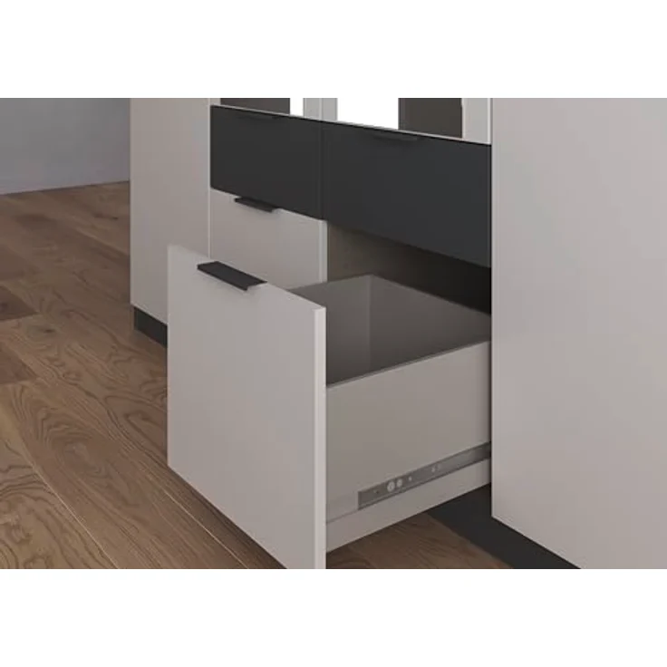 Rauch Möbel Glasgow, Kleiderschrank, Farbe Weiß/Grau metallic, Breite 181cm | Schrank, 4-türig, Spiegel, 4 Schubladen, für Schlafzimmer, Kinderzimmer, Babyzimmer, Garderobe, Flur – Bild 10