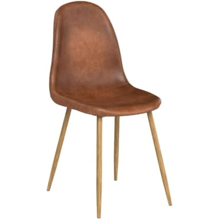 CangLong Satz von 4 Esszimmerstühlen Retro gepolsterte Küchenstühle für Küche Esszimmer, Kunstleder Esszimmerstuhl mit Metallbeinen, Braun – Bild 5