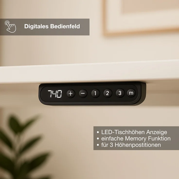 ASSMANN Elektrisch höhenverstellbarer Schreibtisch Y-Line 160x80cm Signalweiß Signalweiß Metall Holz Melaminoberfläche – Bild 4