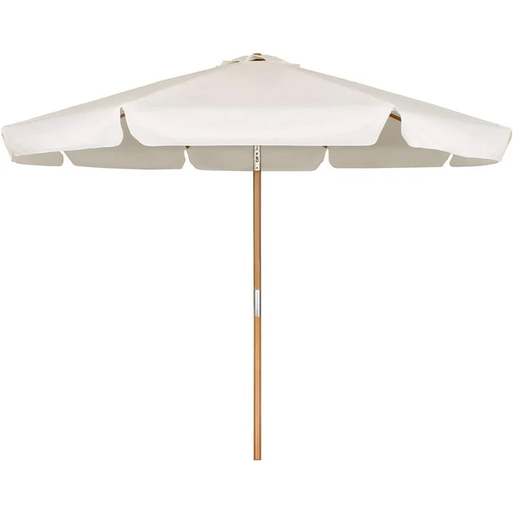 Sekey Sonnenschirm Ø 300 cm Sonnenschirm Holz Gartenschirm Knickbar, Sonnenschutz UPF 50+, LxB: 300,00x300,00 cm, Runder Terrassenschirm mit Volant – Bild 2
